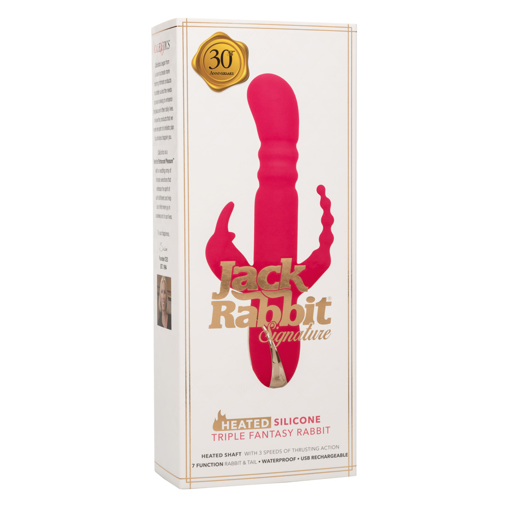 jack rabbit signature heated silicone triple  fantasy rabbit pink 