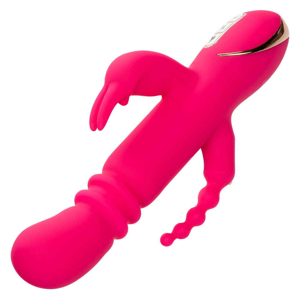 jack rabbit signature heated silicone triple  fantasy rabbit pink 