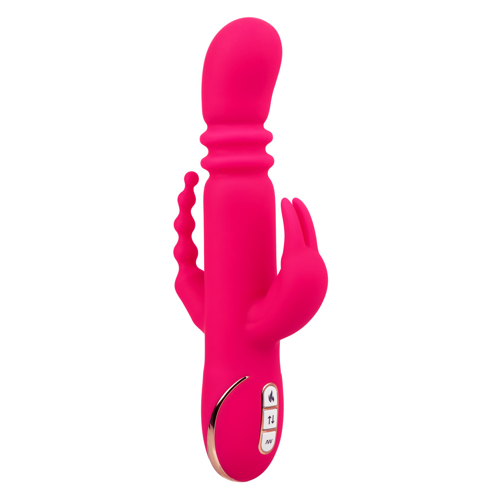 jack rabbit signature heated silicone triple  fantasy rabbit pink 