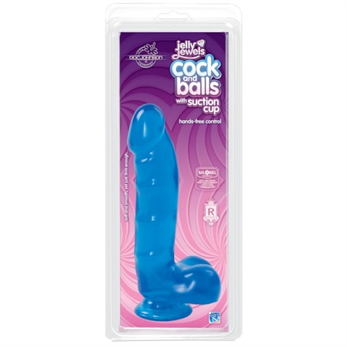 jelly jewels cock and balls with suction cup blue 
