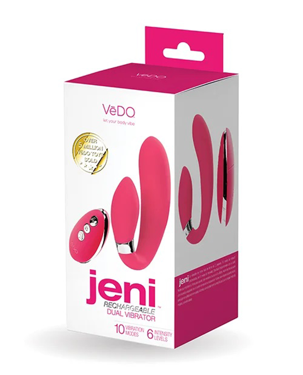 jeni c shaped dual motor vibe with remote pink 