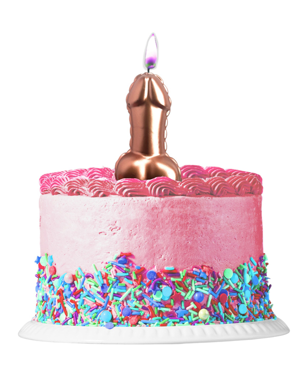 Pink Foil Penis Balloon Candle Rose Gold