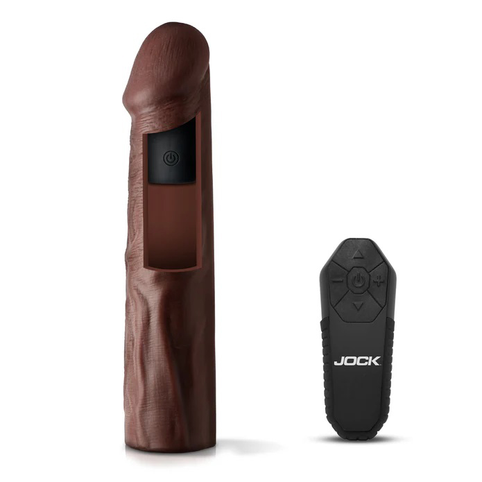 jock vibrating penis extension with remote dark 