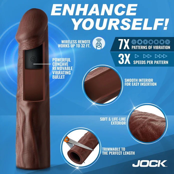 jock vibrating penis extension with remote dark 