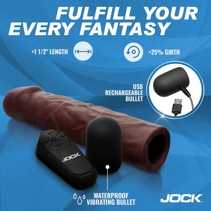jock vibrating penis extension with remote dark 