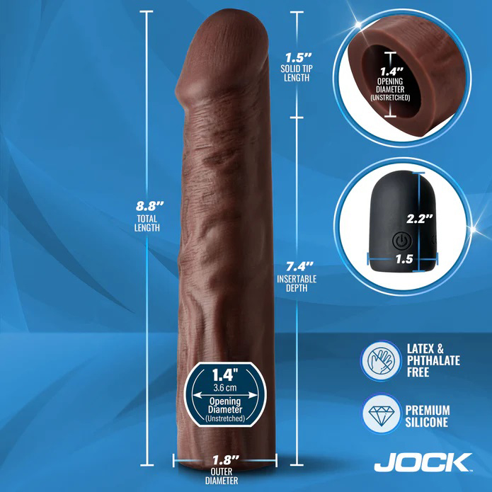 jock vibrating penis extension with remote dark 