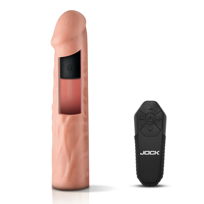 jock vibrating penis extension with remote light 