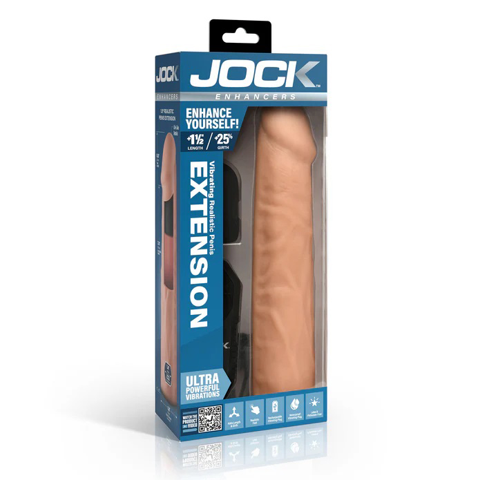 jock vibrating penis extension with remote light 