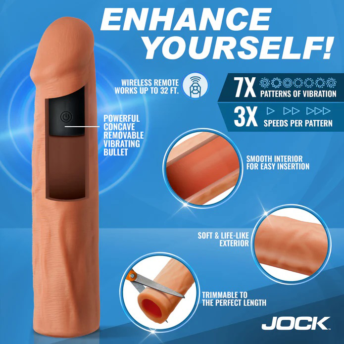 jock vibrating penis extension with remote medium 