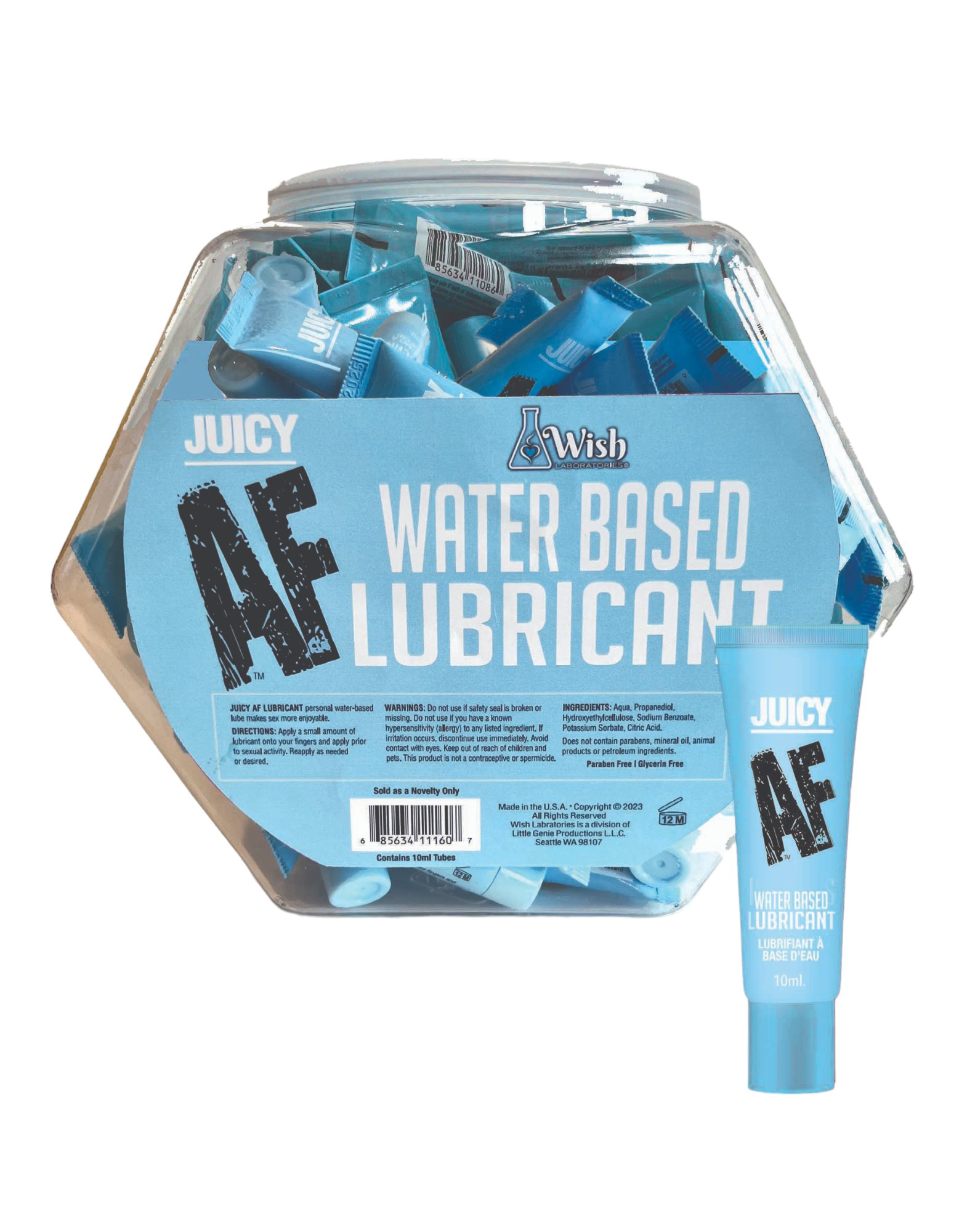 juicy af water based lubricant  ml pop display of  