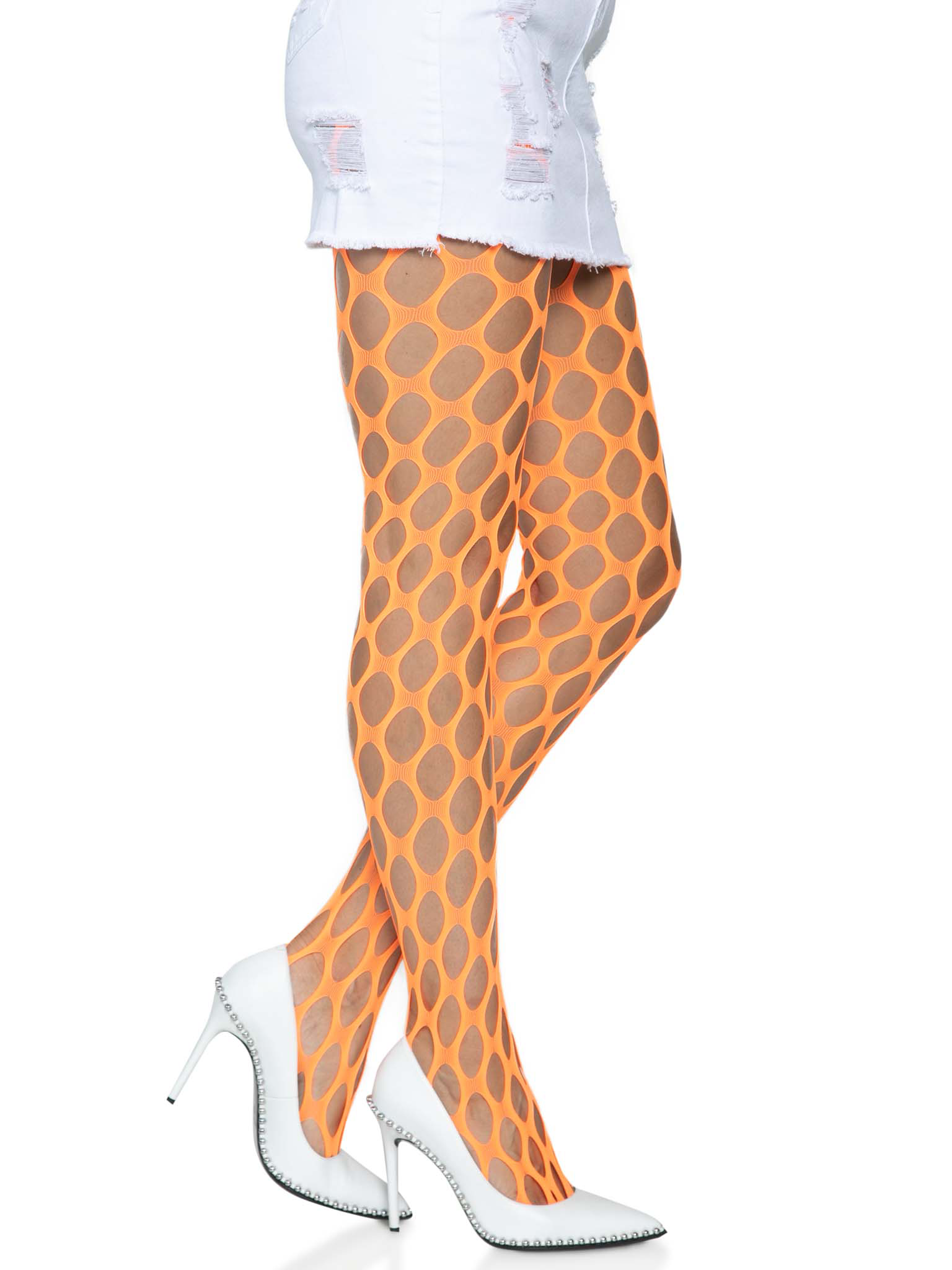 jumbo pothole net tights neon orange one size .png