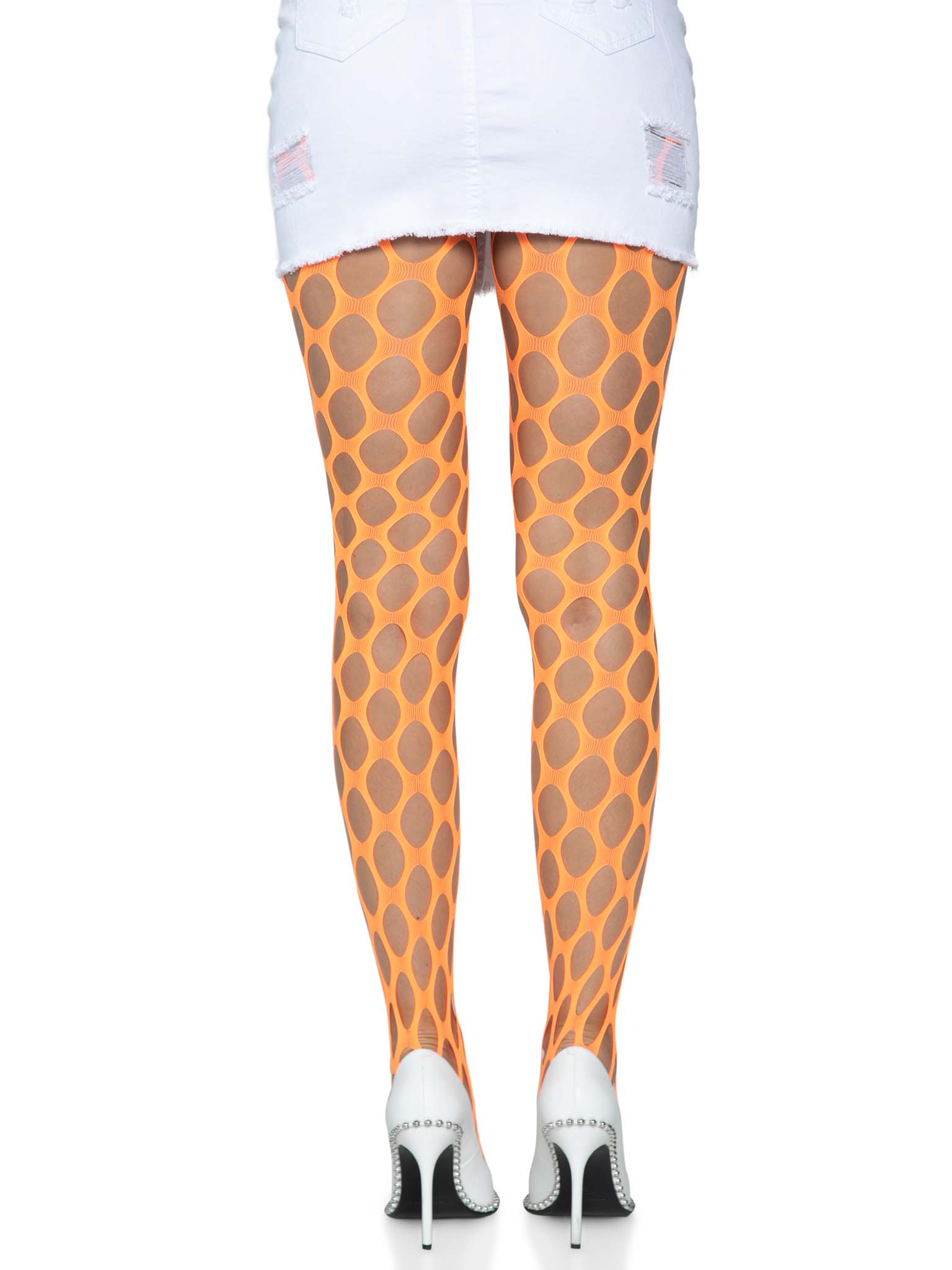 jumbo pothole net tights neon orange one size .png