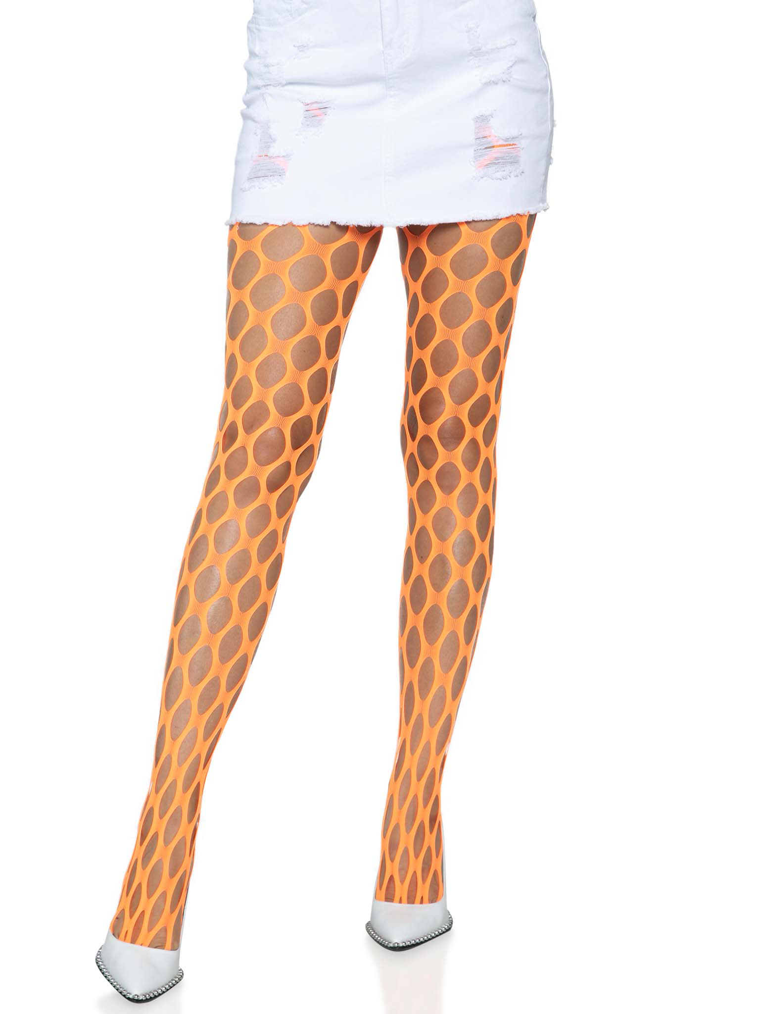 jumbo pothole net tights neon orange one size .png