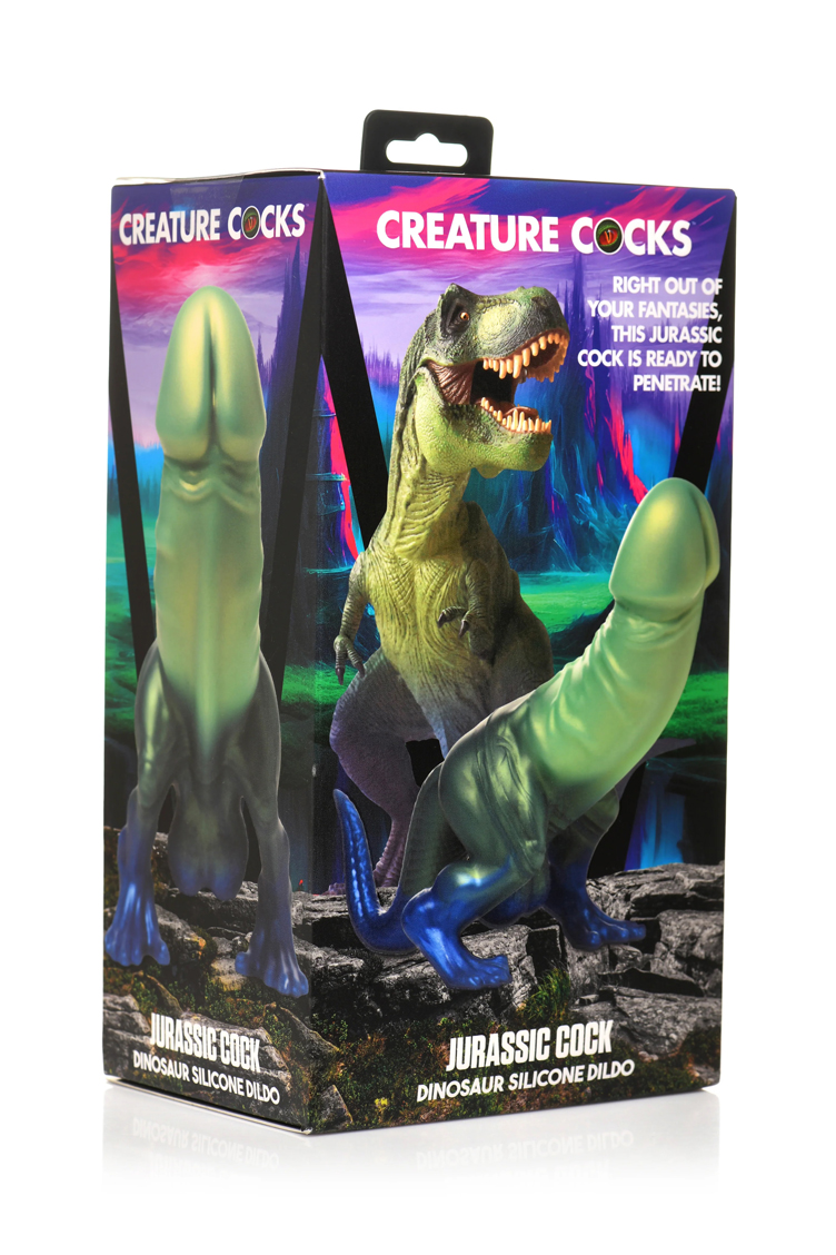 jurassic cock dinosaur silicone dildo green blue 