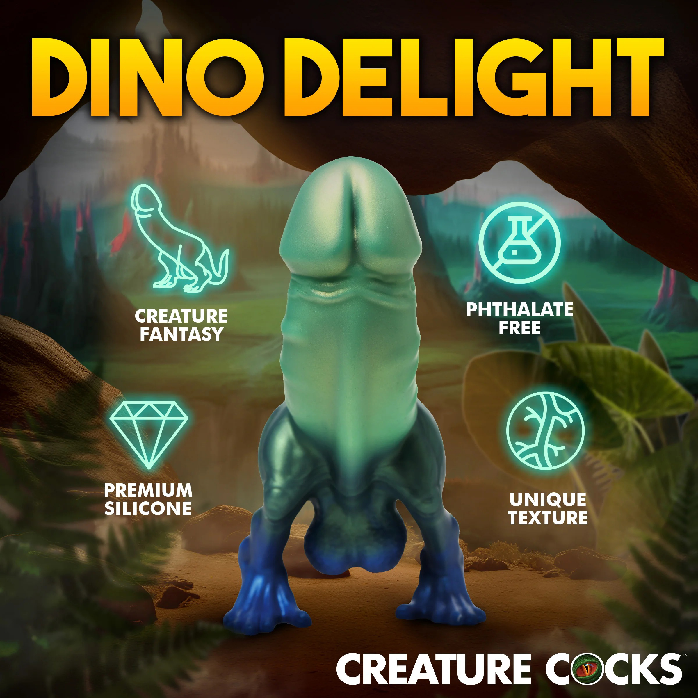 jurassic cock dinosaur silicone dildo green blue 