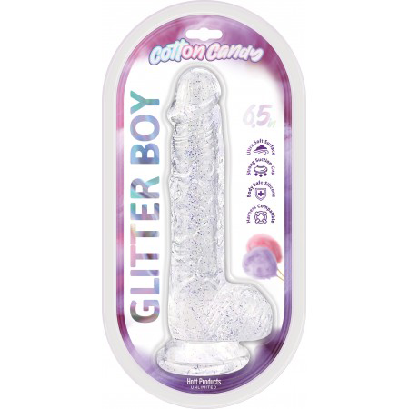 Cotton Candy Glitter Boy 65 Suction Cup Dildo Clear