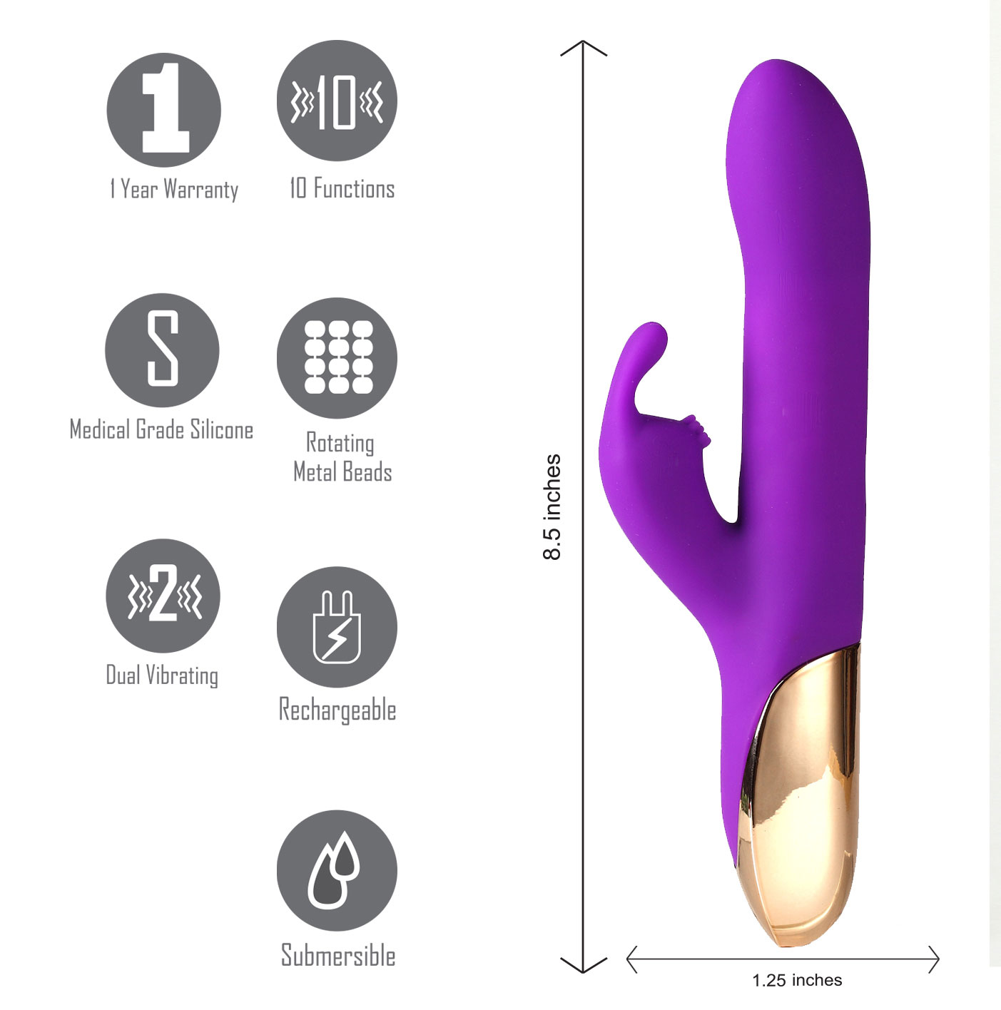 karlin usb rechargeable  function rabbit vibrator purple 