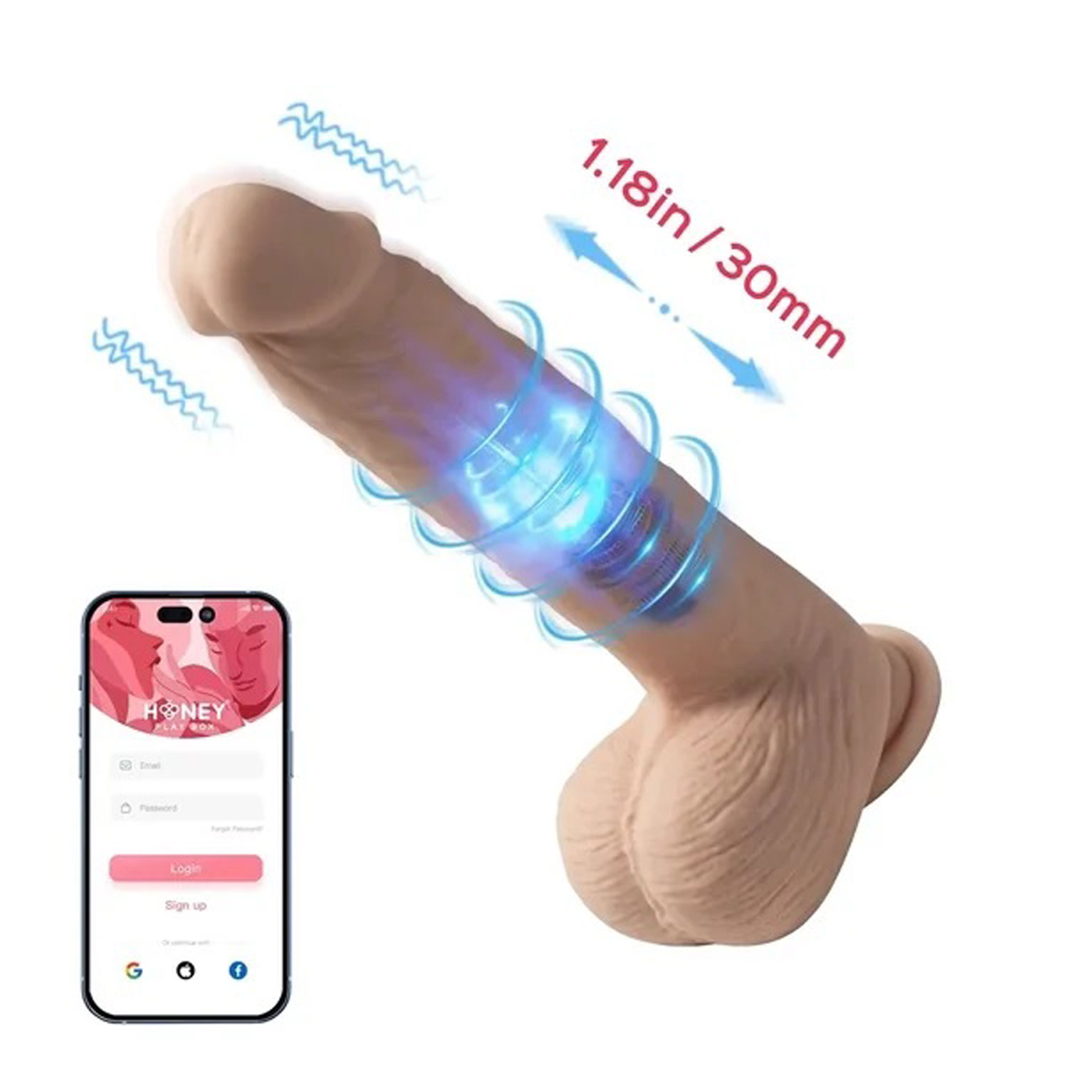 kenzo app controlled  big realistic thrusting dildo 