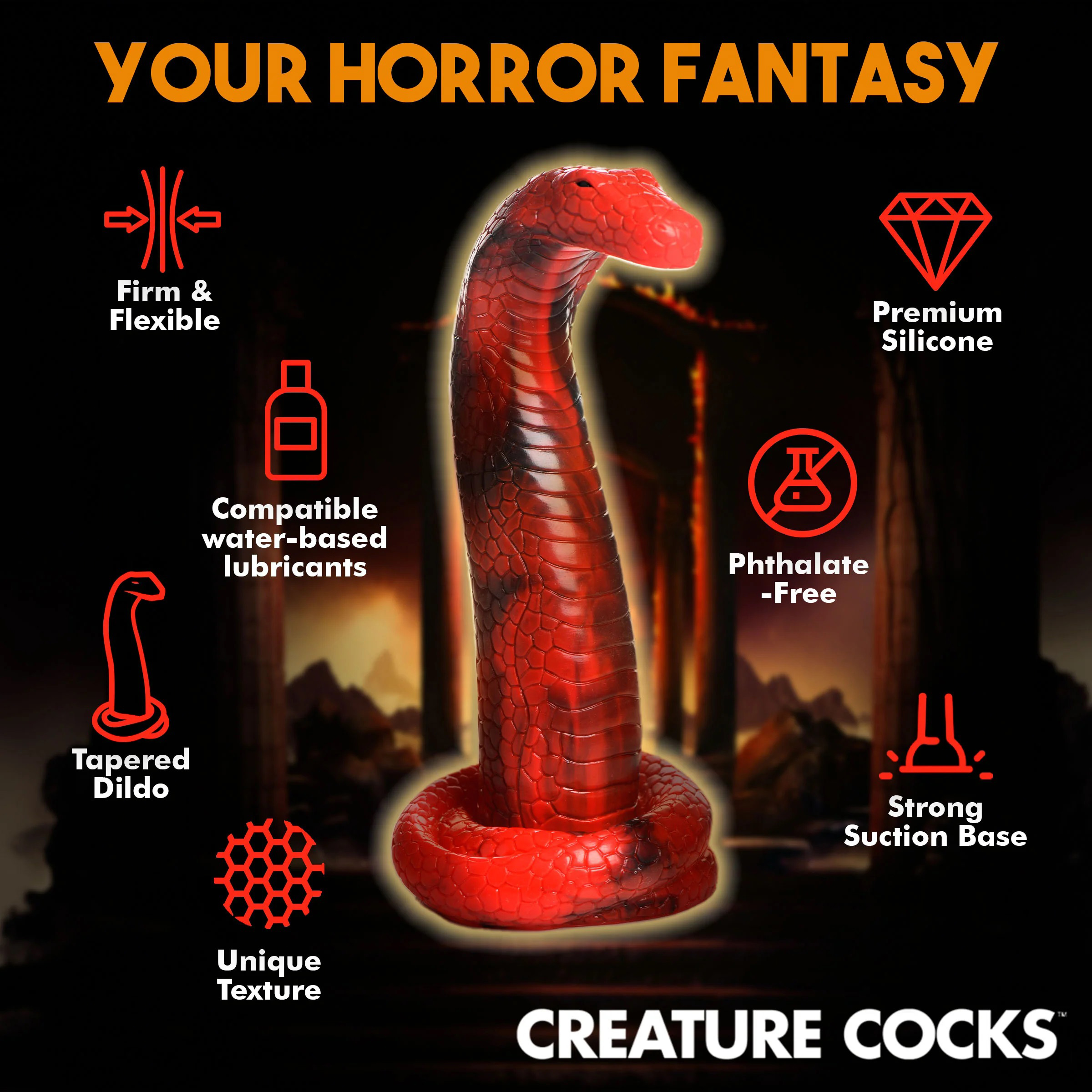 king cobra king cobra silicone dildo red 