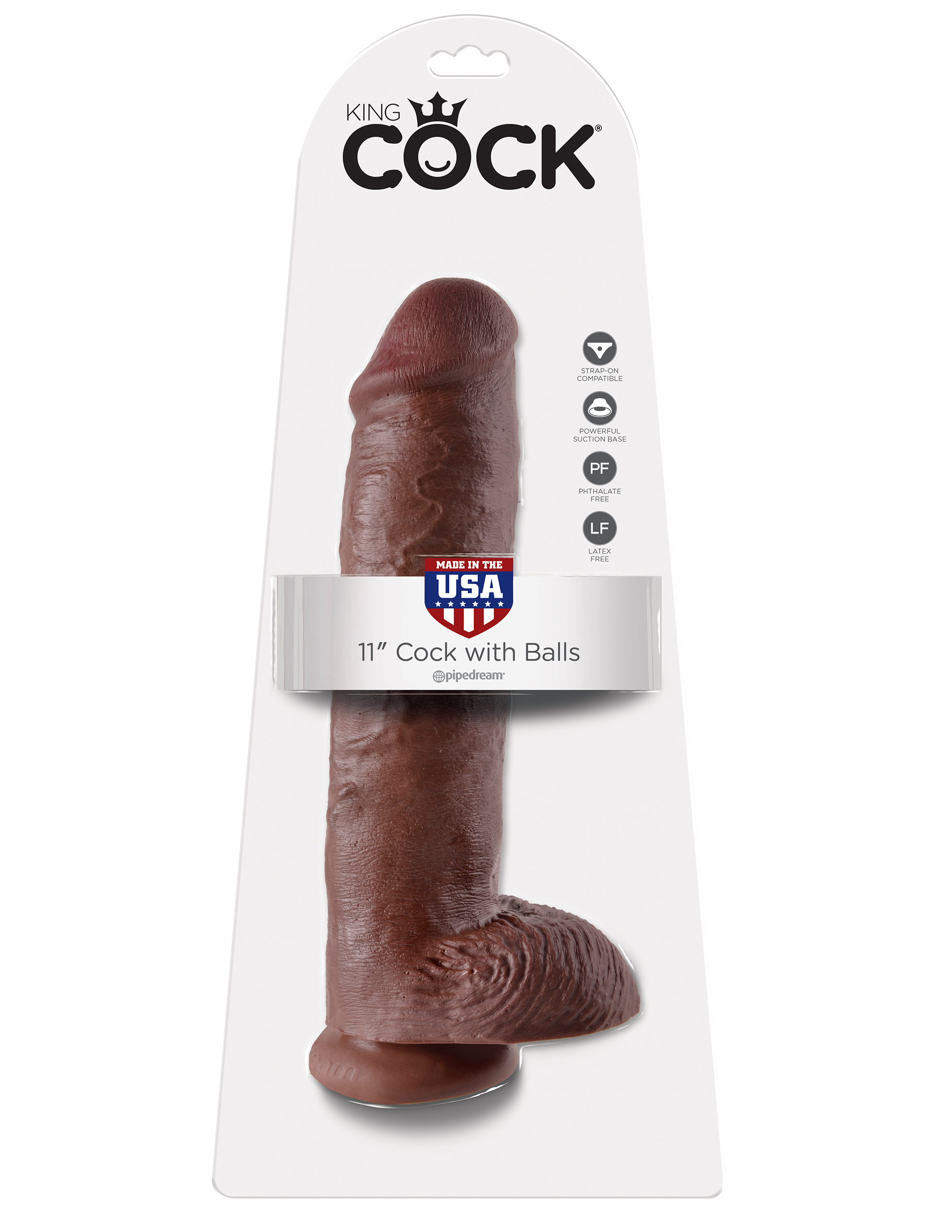 king cock  inch cock with balls brown 