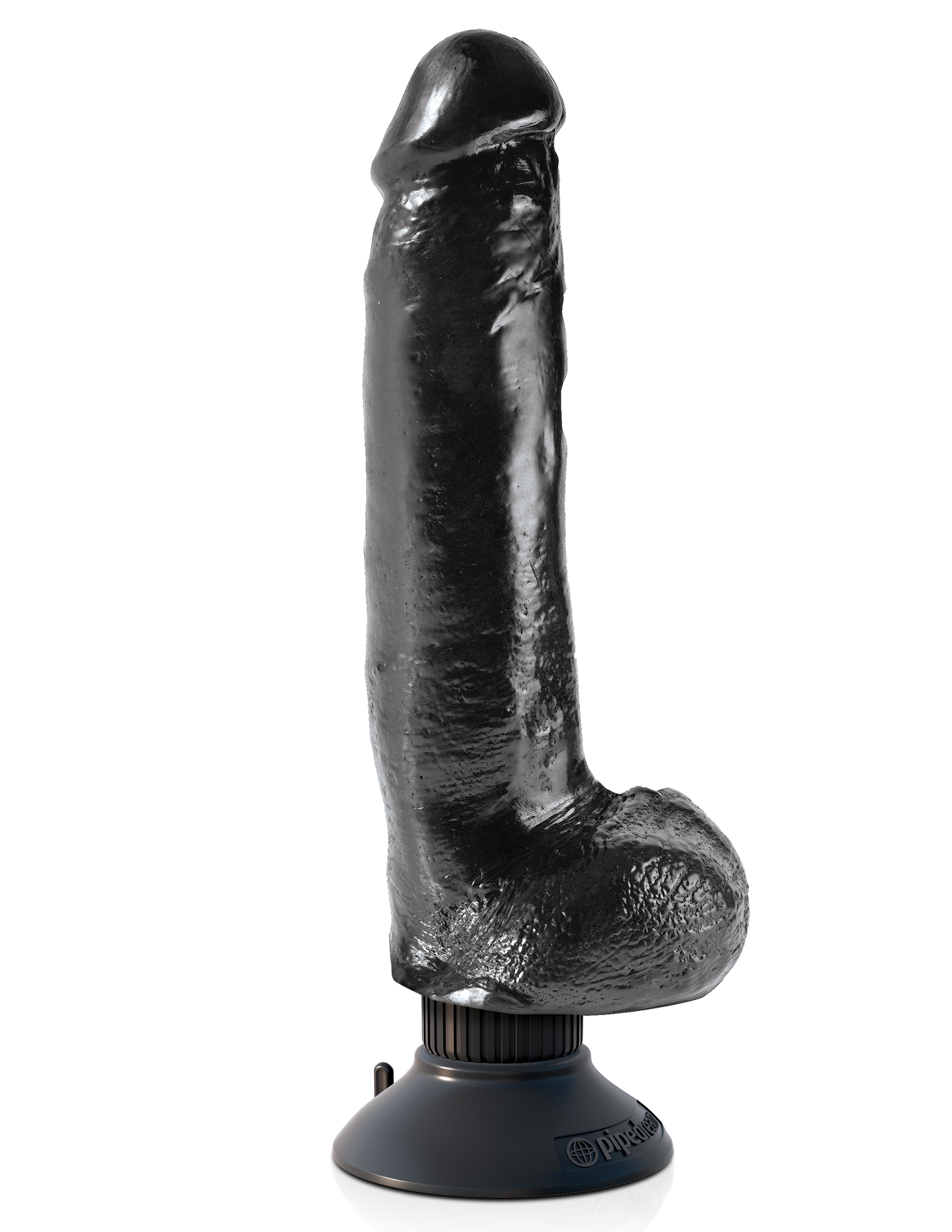 king cock  inch vibrating cock with balls black 