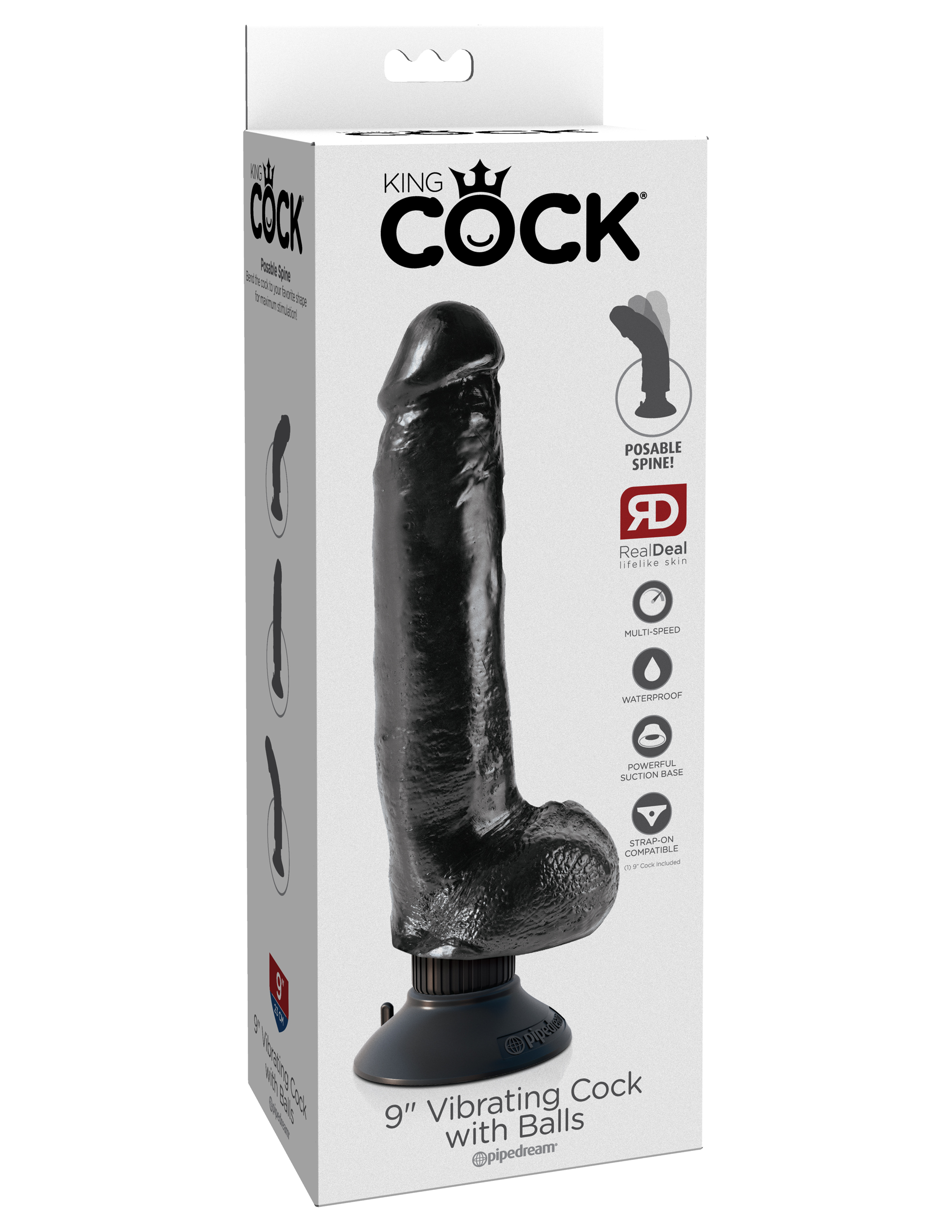 king cock  inch vibrating cock with balls black 