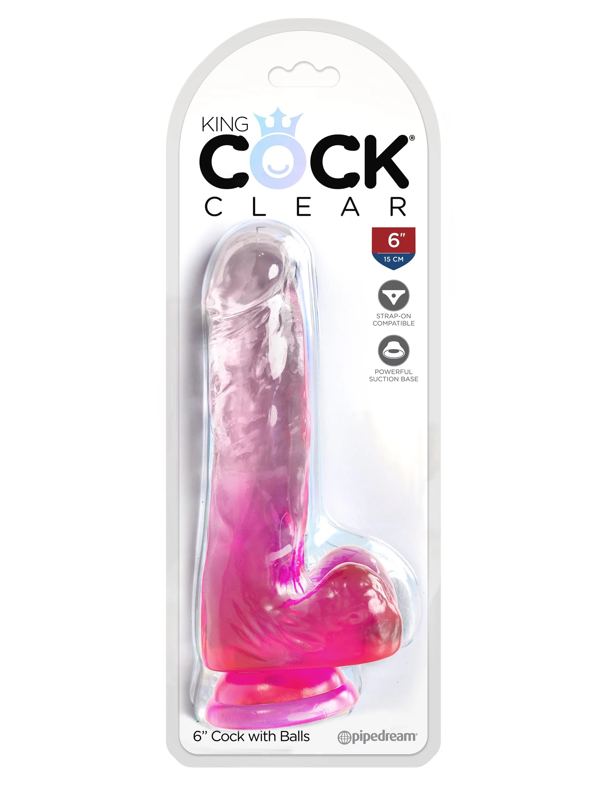 king cock clear  inch with balls pink 