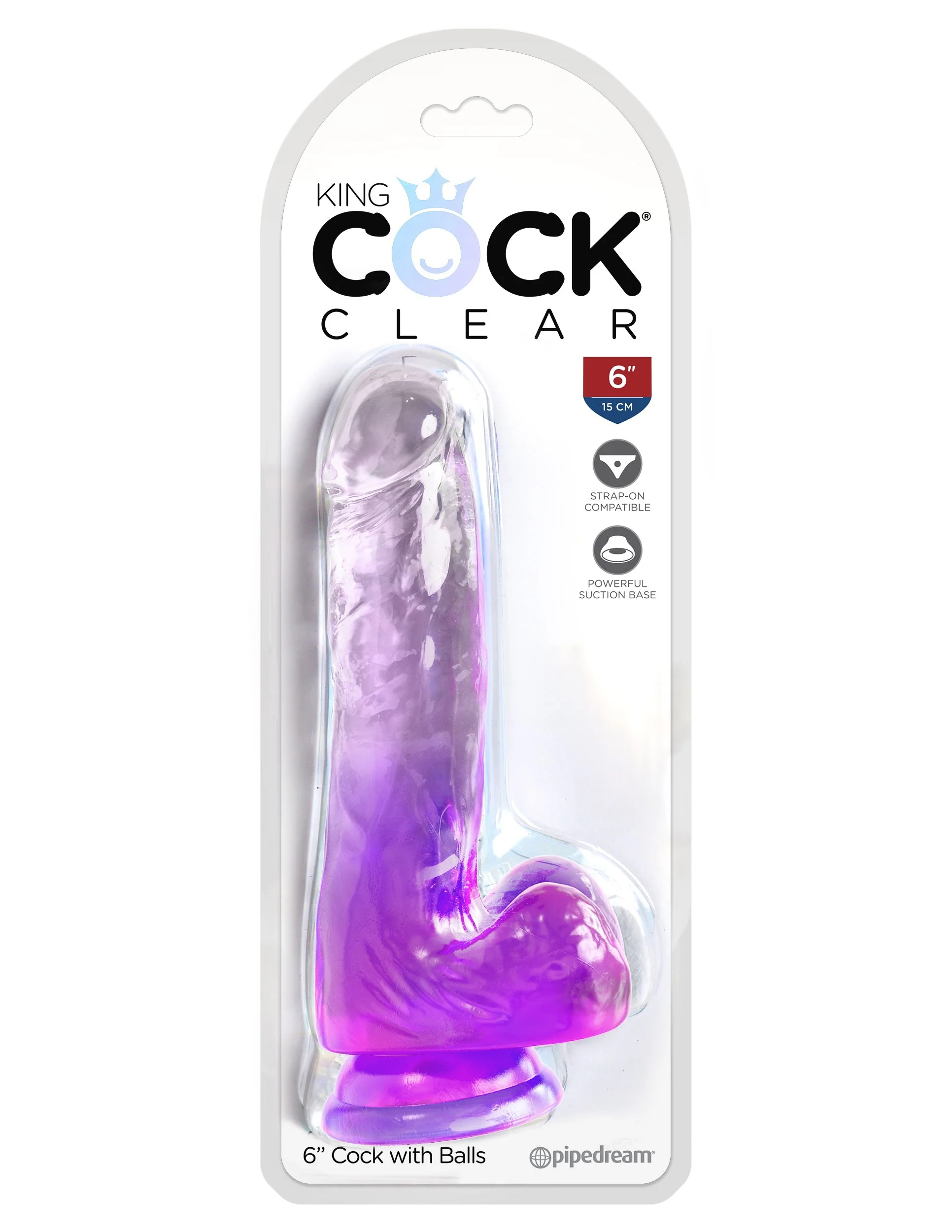 king cock clear  inch with balls purple 