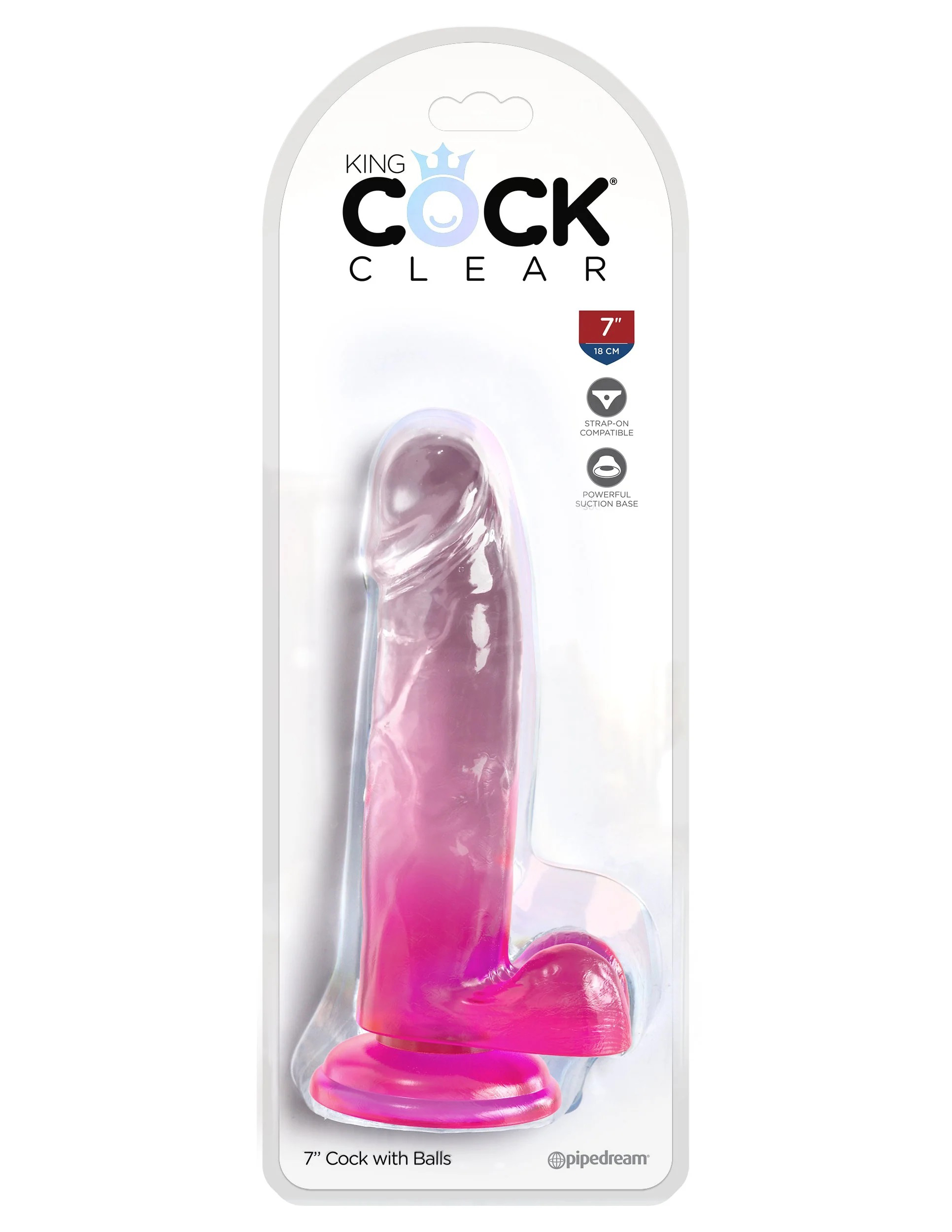 king cock clear  inch with balls pink 