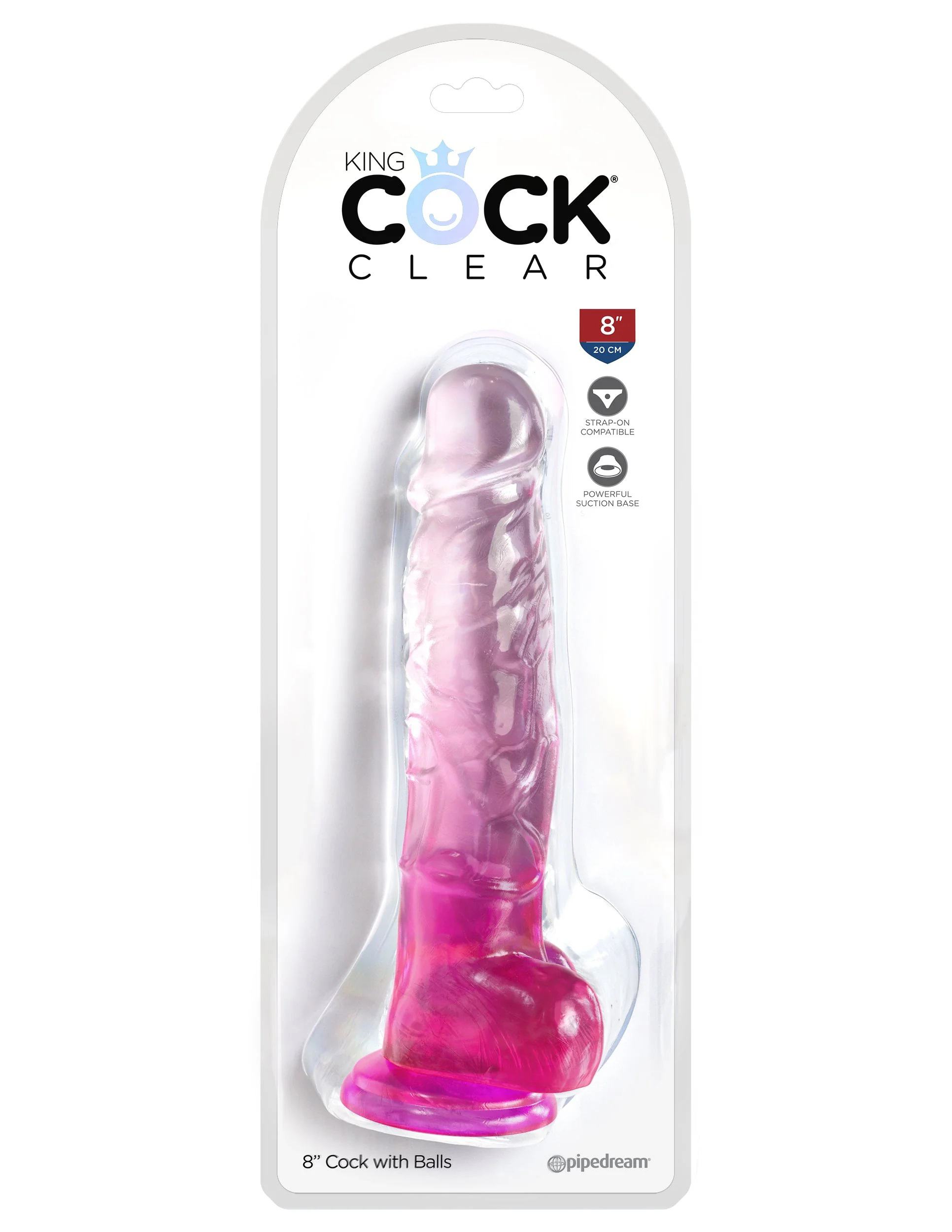 king cock clear  inch with balls pink 