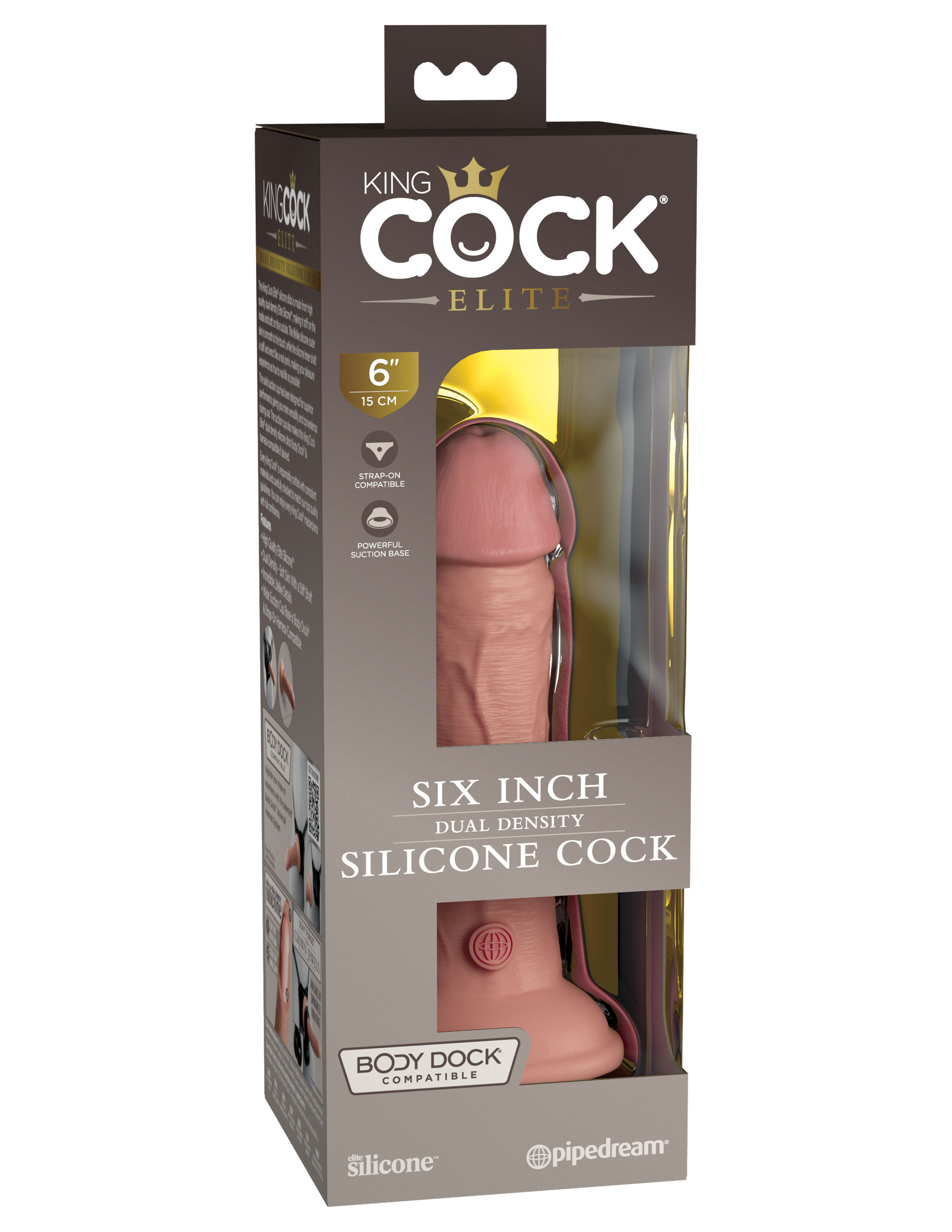 king cock elite  inch silicone dual density cock  light 