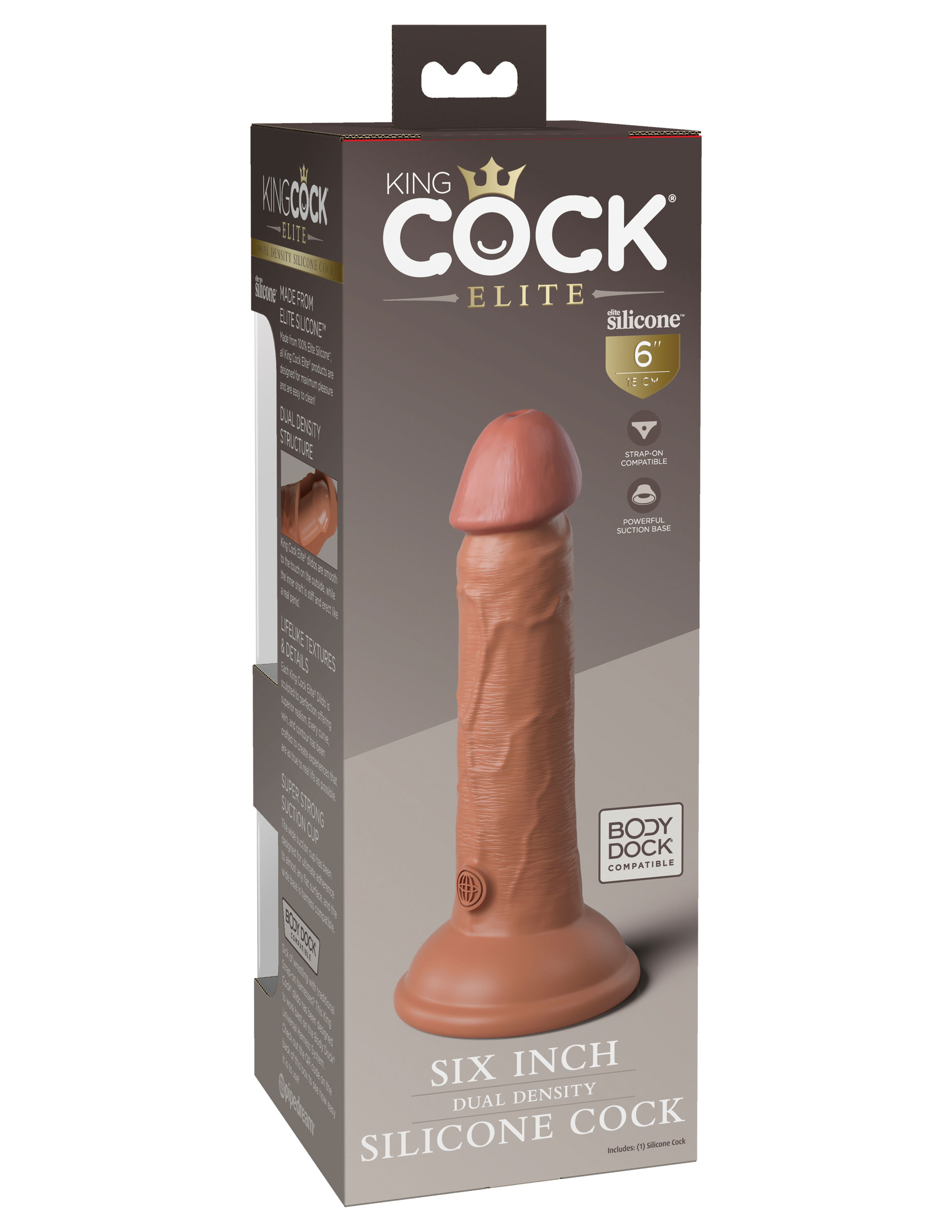 king cock elite  inch silicone dual density cock  tan 