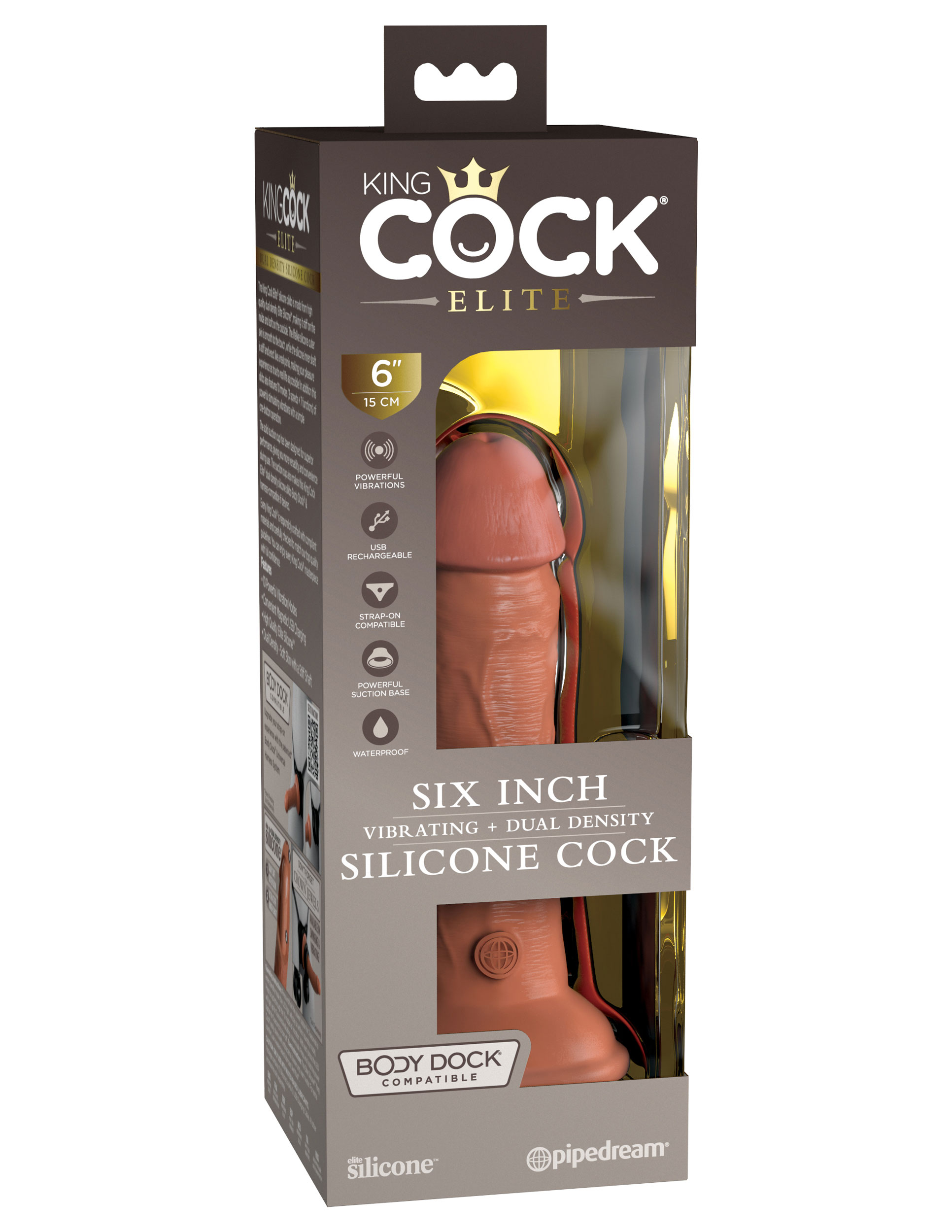 king cock elite  inch vibrating silicone dual  silicone dual density cock tan 