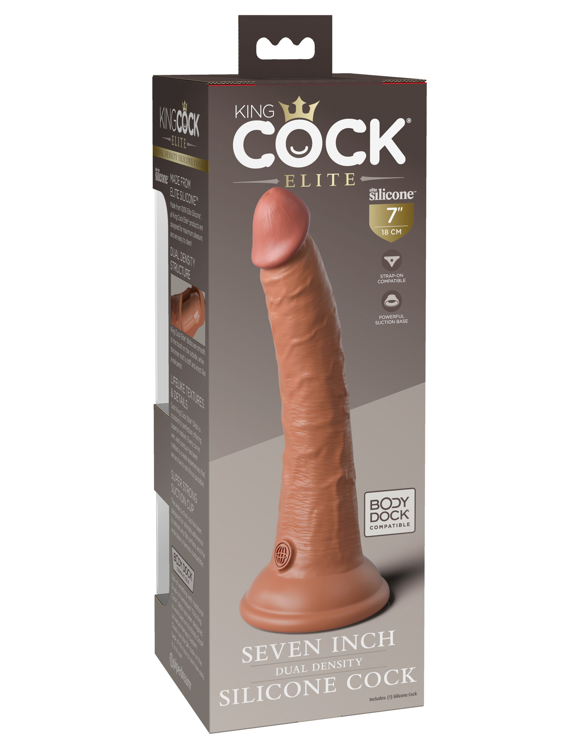 king cock elite  inch dual density silicone cock  tan 