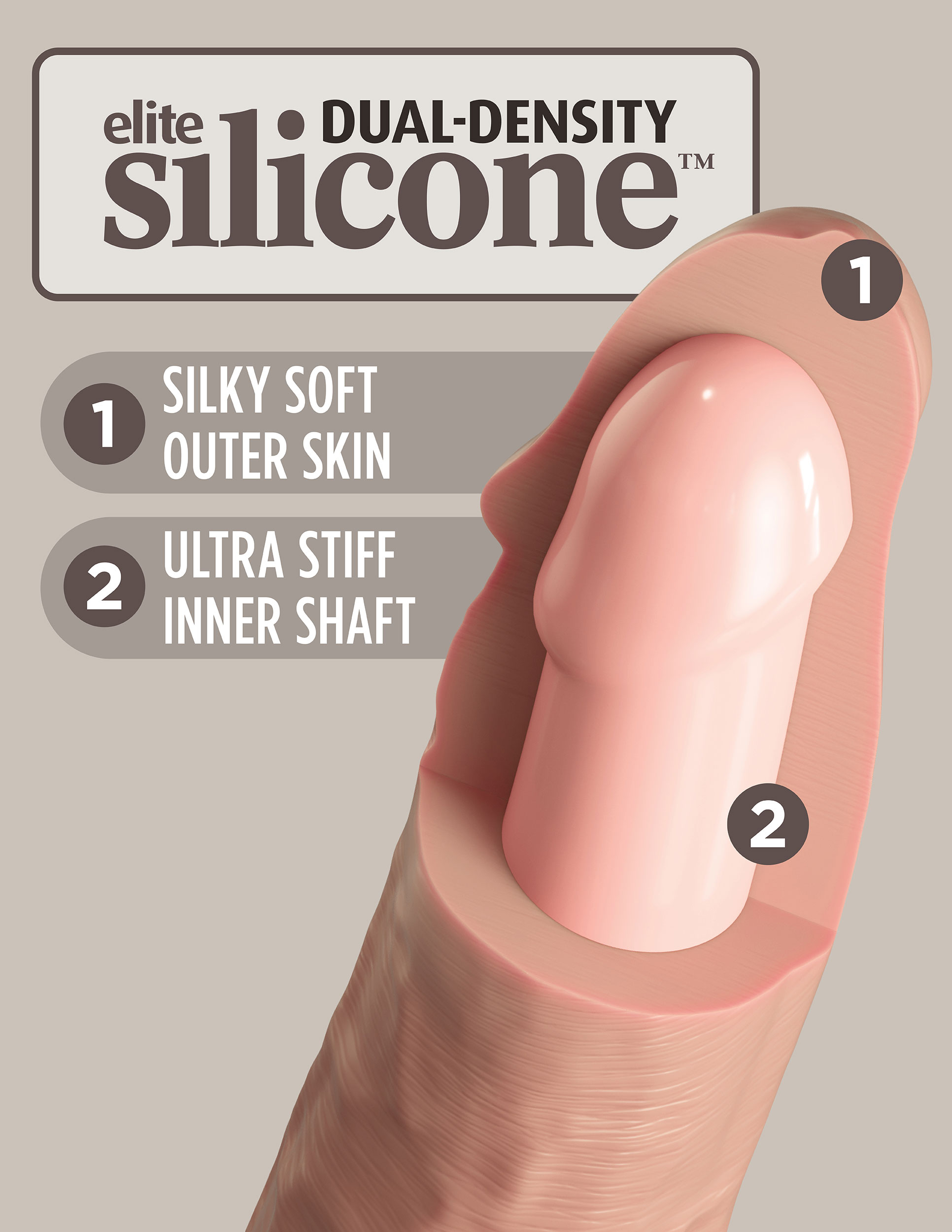 king cock elite  inch silicone dual density cock  light 