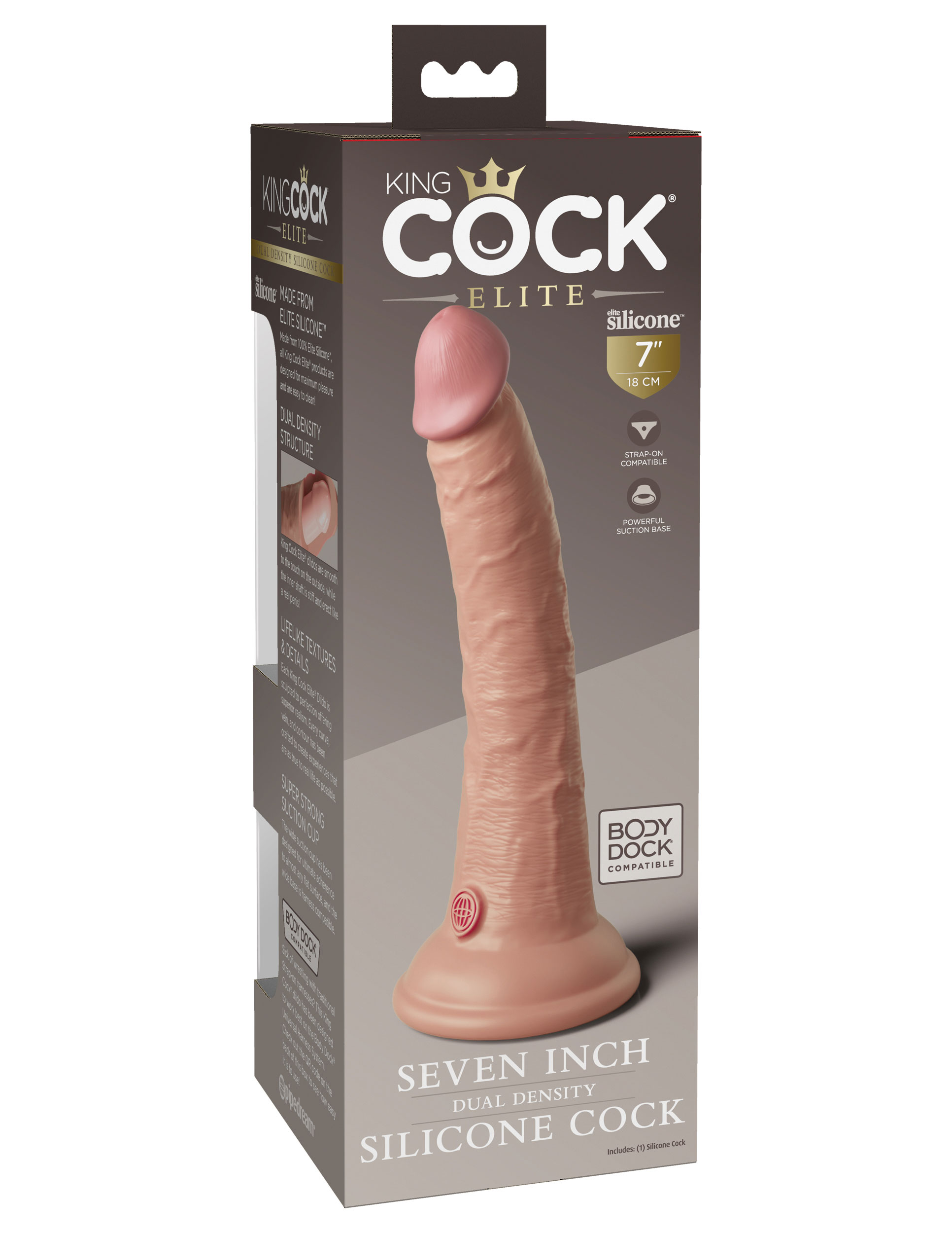 king cock elite  inch silicone dual density cock  light 