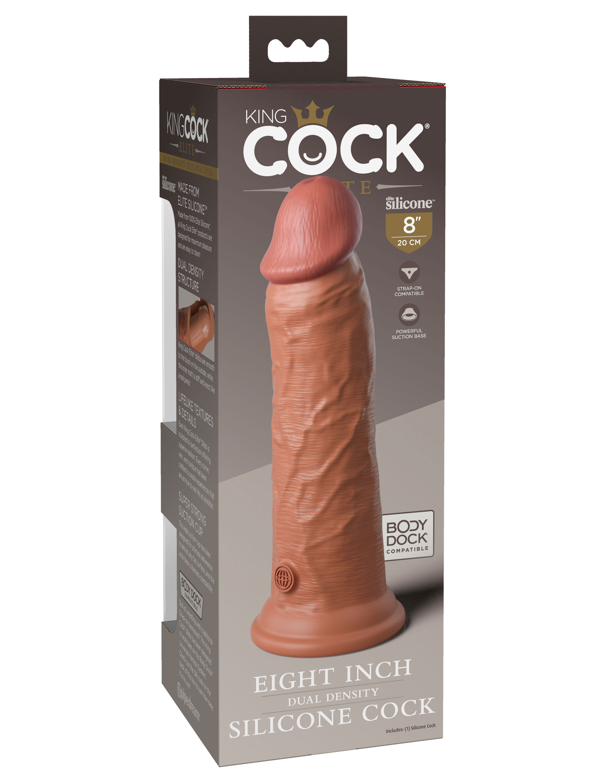 king cock elite  inch silicone dual density cock  tan 