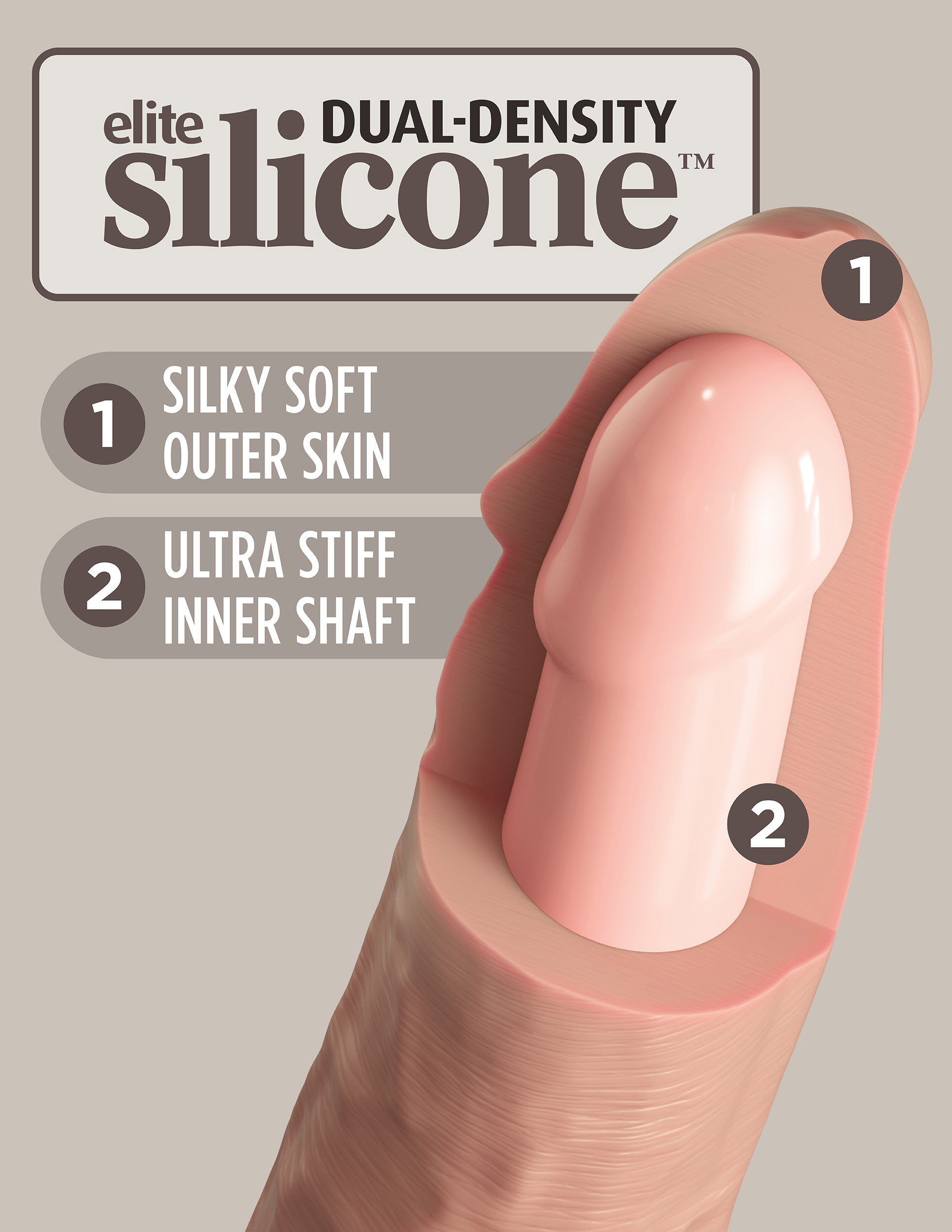 king cock elite  inch silicone dual density  cock light 