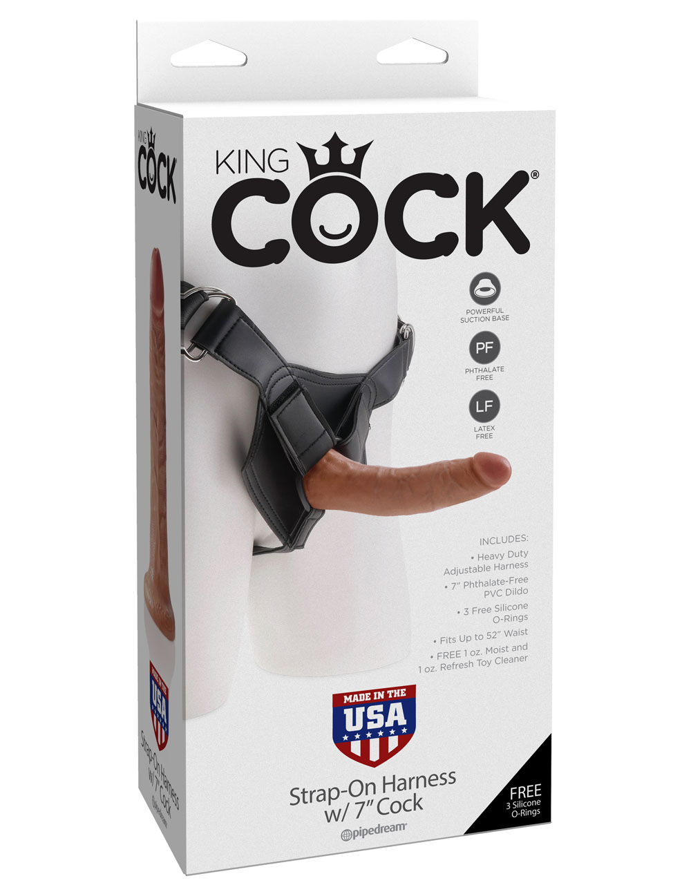 king cock strap on harness with  inch cock tan 