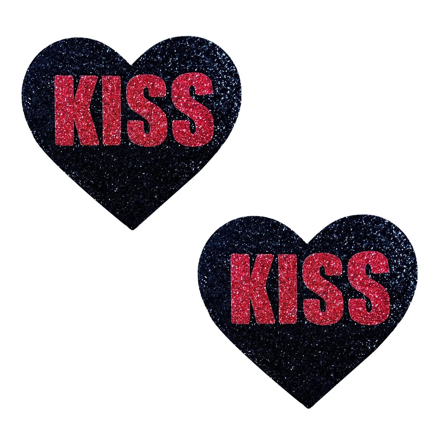 kiss red and black valentine glitter heart nipple  cover pasties 