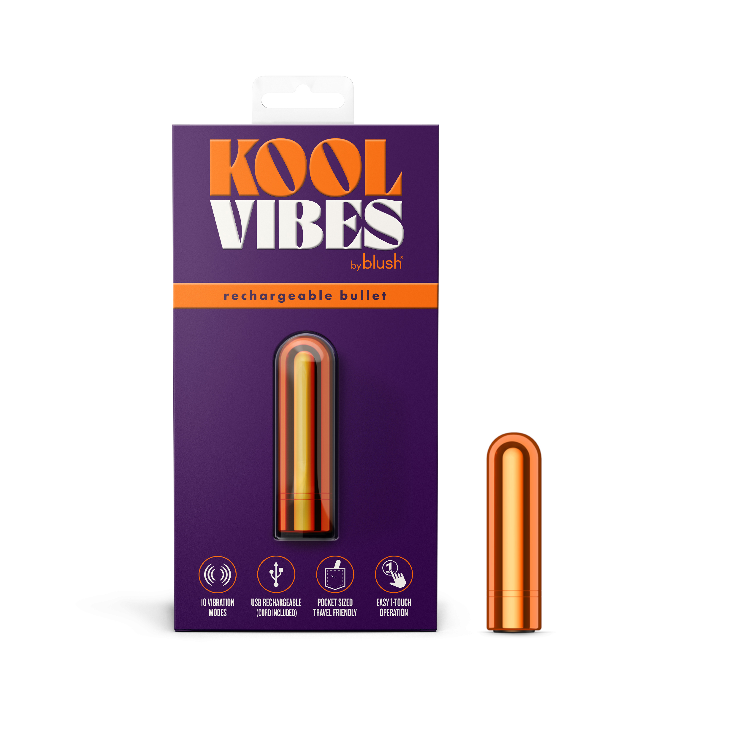 kool vibes rechargeable mini bullet tangerine 