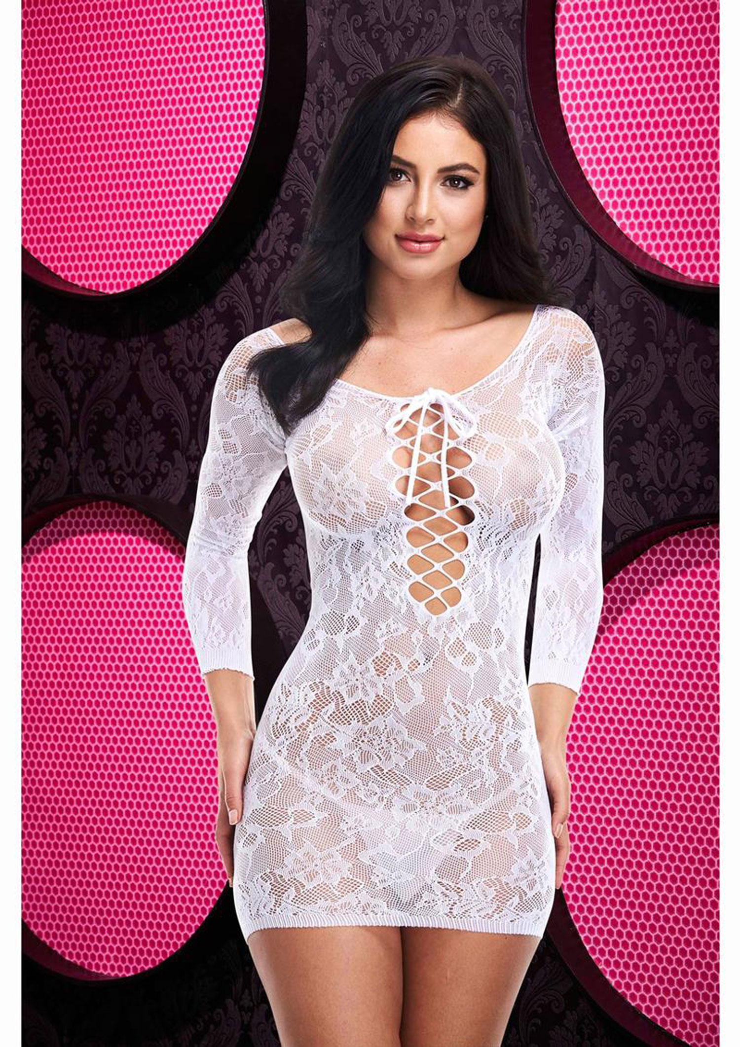 lace off the shoulder mini dress one size white 