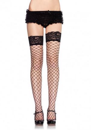 lace top fence net thigh highs one size black 