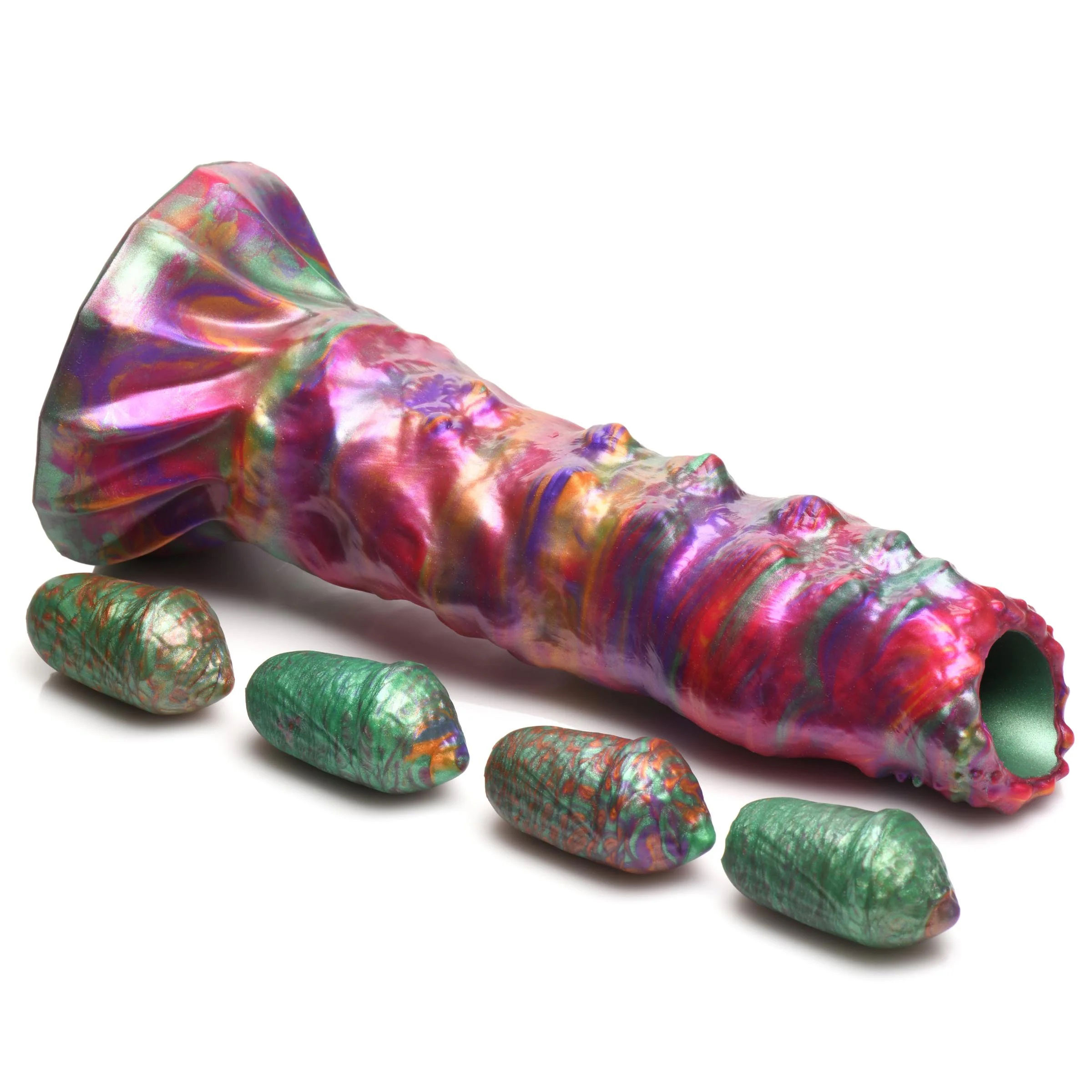 larva silicone ovipositor dildo with eggs multicolor 