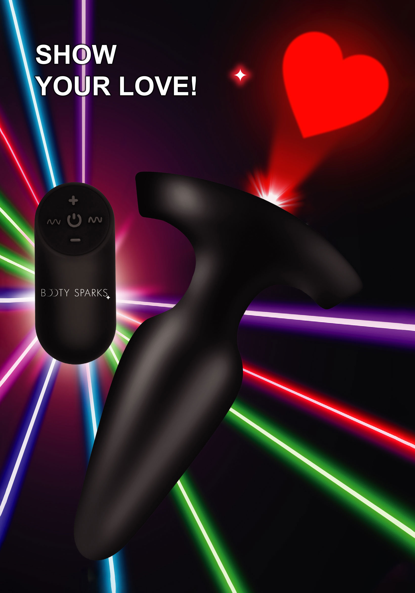 laser heart anal plug with remote control small 