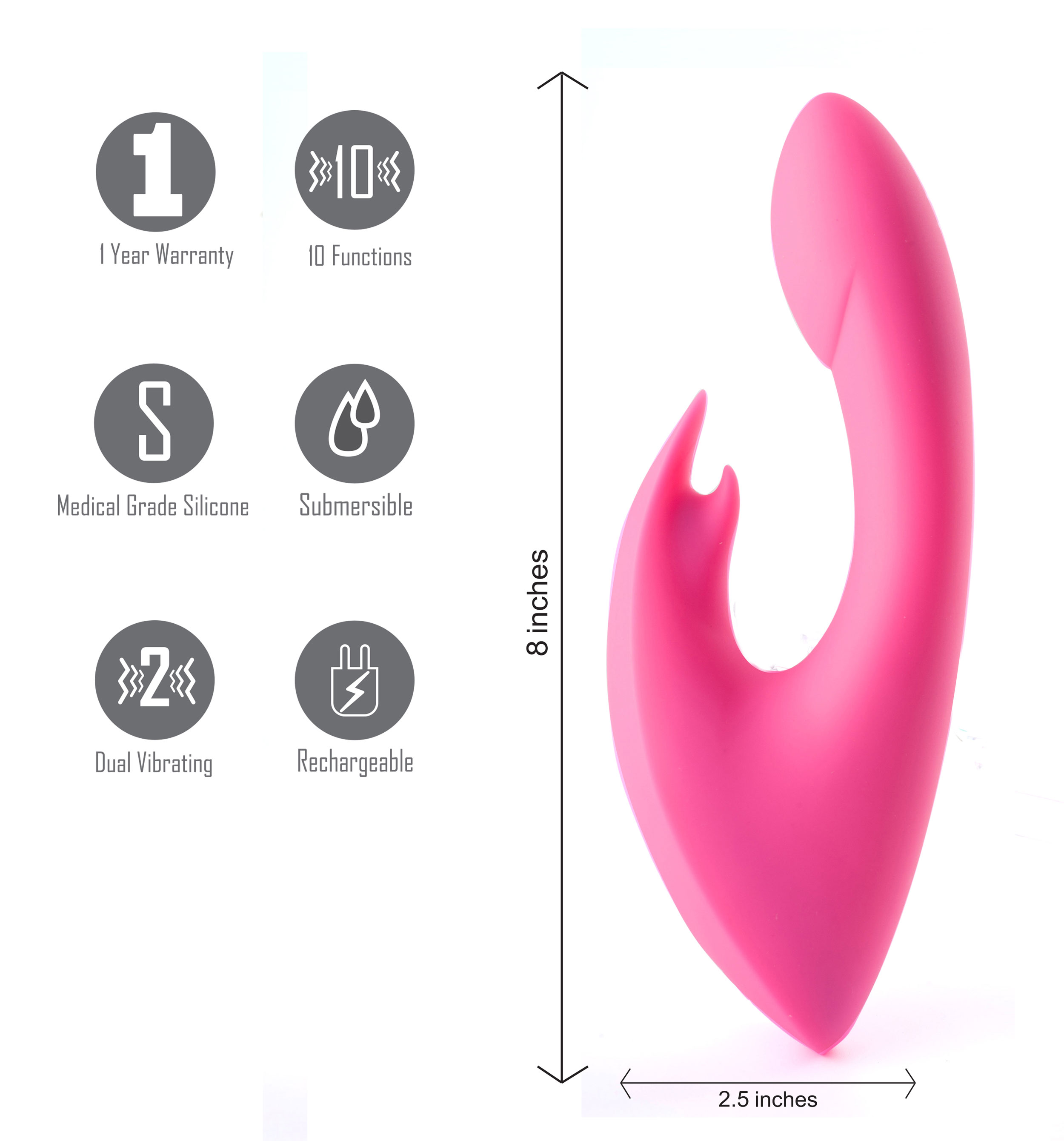 leah usb rechargeable silicone  function rabbit vibrator pink 