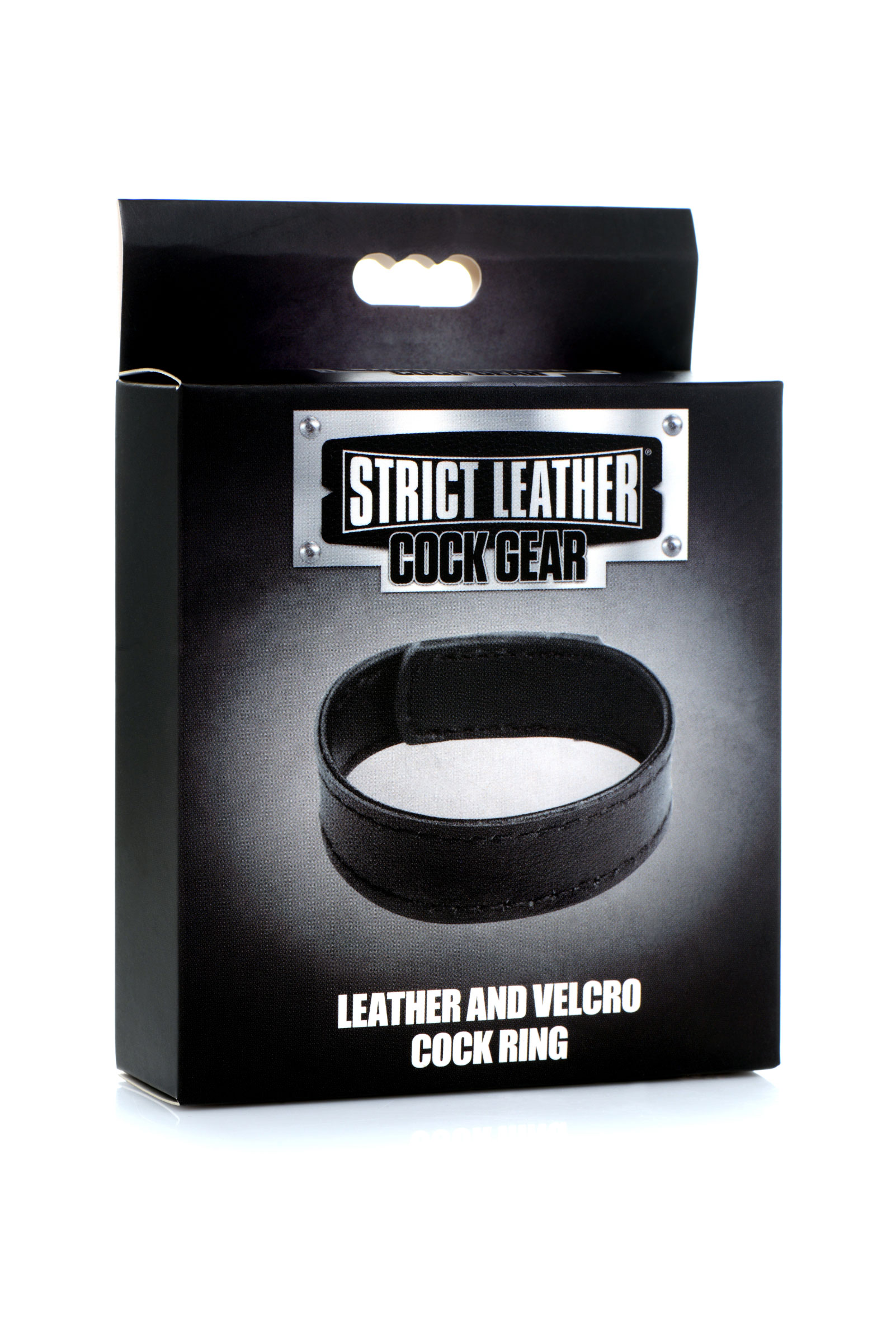 leather and velcro cock ring black 