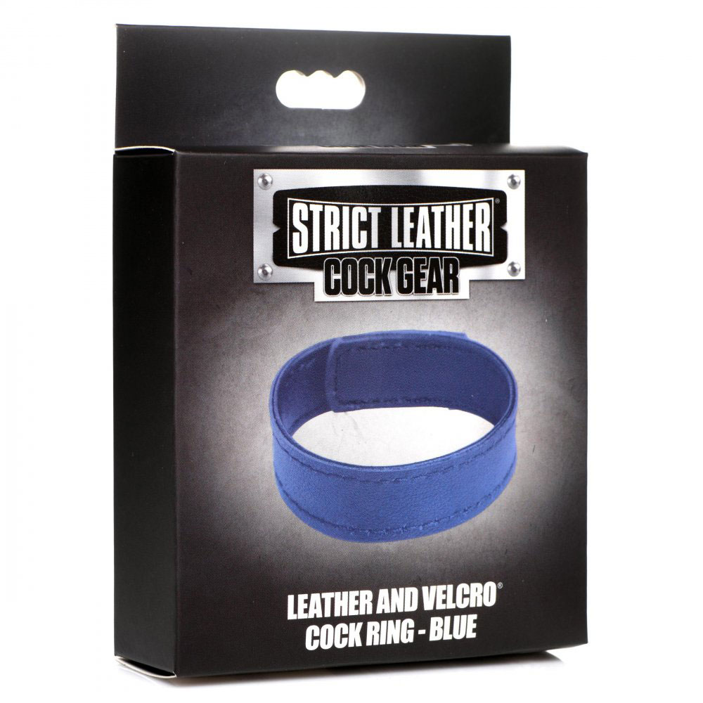leather and velcro cock ring blue 