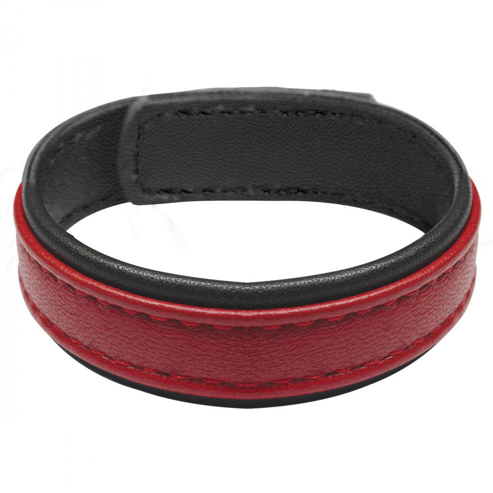 leather and velcro cock ring red 