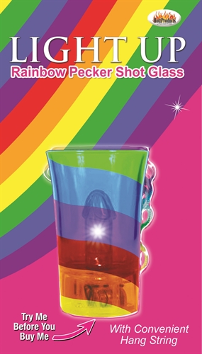 light up rainbow pecker shot glass 